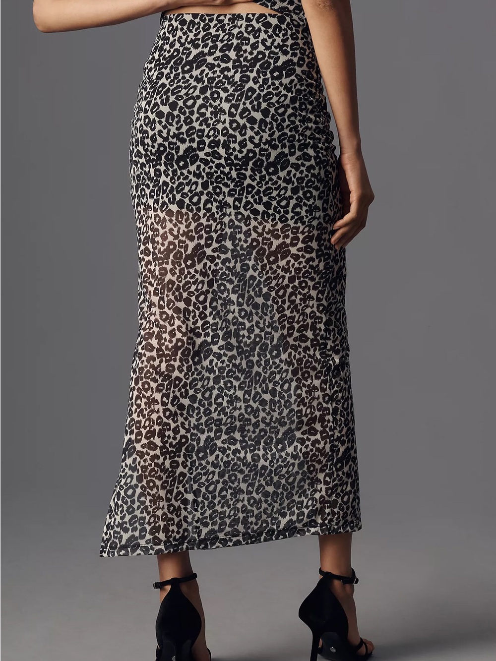 NWOT Maeve Mesh Maxi Skirt Leopard Print Sheer Lightweight Pencil Size Large - Picture 2 of 9